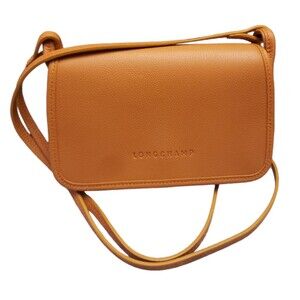 NEW Longchamp Le Foulonné Leather Wallet Crossbody Bag Saffron / Mustard Yellow